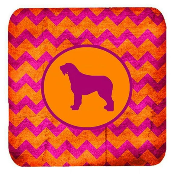 Irish Wolfhound Chevron Pink And Orange Foam Coasters, Set Of 4