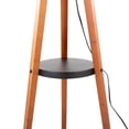 thumbnail image 7 of Compass Mid-Century Modern Floor Lamp with Shelf in Walnut Wood, Black Metal and Black Linen by LumiSource, 7 of 7