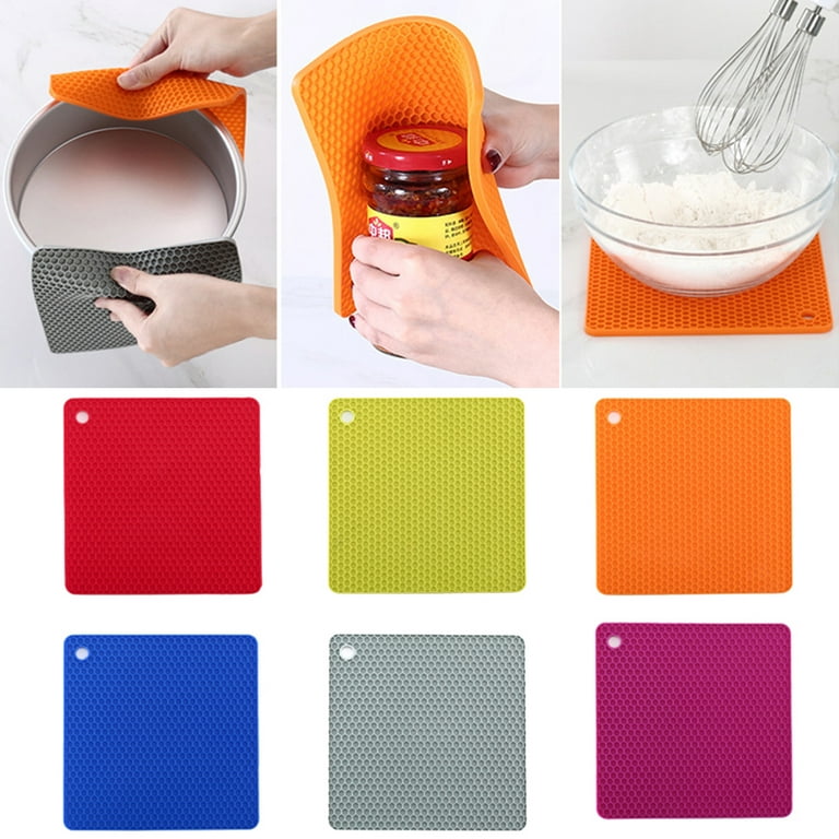 Square Silicone Trivets for Hot Pots Pans Place Mat Countertop Mats Dinner Dryin