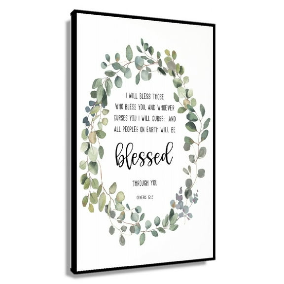 Genesis 12 3 Bible Verse Wall Art Scripture Quote Printable Wall Art, Living Room Christian Art Decor, All Peoples on Earth Will Be Blessed