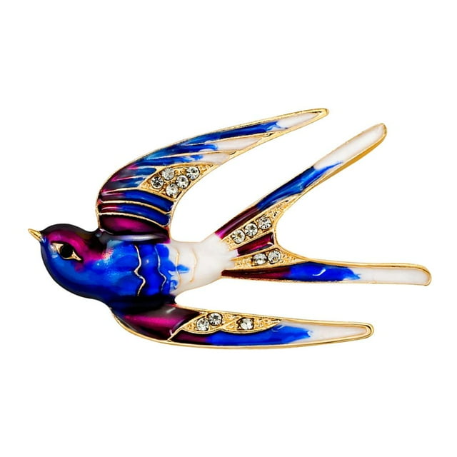 Broche de golondrina Zulema con pájaros de imitación púrpura