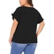 thumbnail image 3 of Blusas de verano de talla grande para mujer Agnes Orinda, con volantes, manga corta, cuello redondo, camisetas casuales 4X negras, 3 of 5