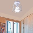 thumbnail image 2 of Retro Industrial Metal Square Iron Ceiling Light, Cube Cage Pendant Lamp E27 for Living Room Bedroom Cafe Bar Restaurant Entrance Hallway (White), 2 of 4