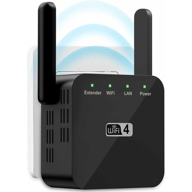 Repetidor WiFi de 300 Mbps 2,4 GB, 1 puerto de red RJ45 Amplificador de señal de Internet inalámbrico, Extensor WiFi ultracompacto, Amplificador de Internet fácil de instalar, Negro