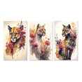 thumbnail image 2 of Designart "Puma Amidst Blooms II" Animals Wall Art Set Of 3 - Puma Multicolor Gallery Wall Set For Home Decor, 2 of 6