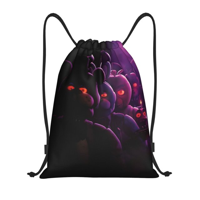 Zufioo Five Nights At Freddy'S Print Sports Cinch Sack Gym String Bags Machine Washable Heavy Duty String Backpack for Men Women-Medium