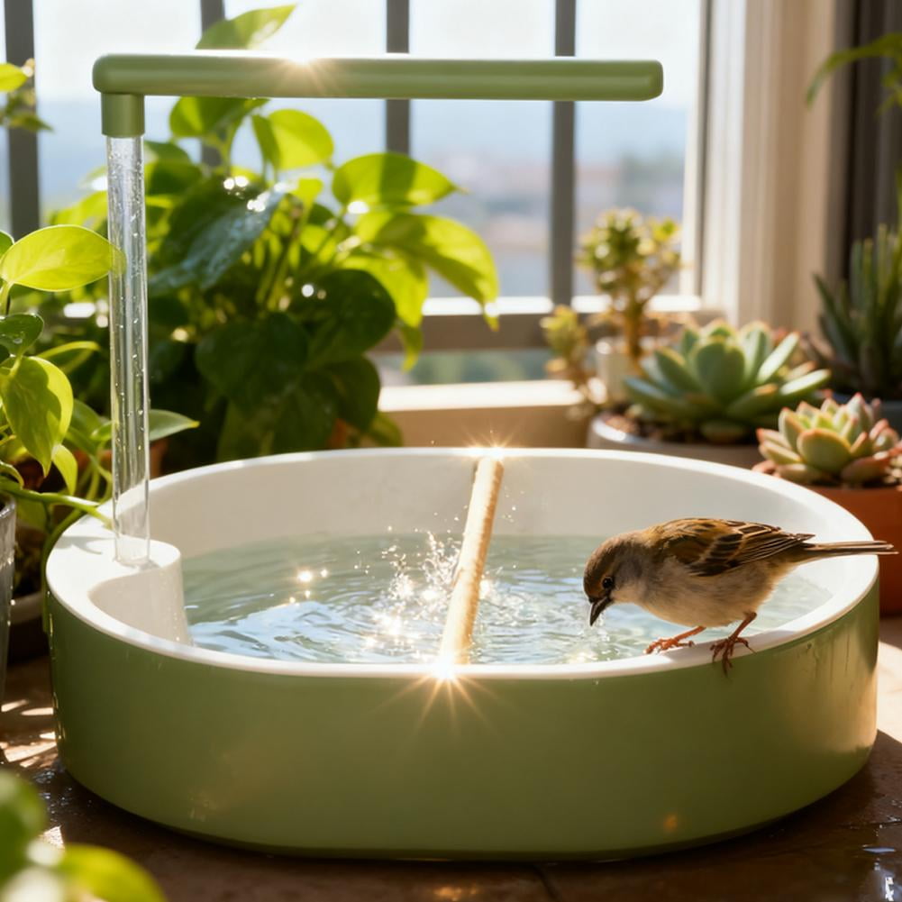 SharkTRUE Automatic Bird Bath with USBPowered Water Circulation, ChewResistant ABS Plastic Birdbath for Outdoor Garden, Hygienic & EasyClean Design with AntiSpill Rim