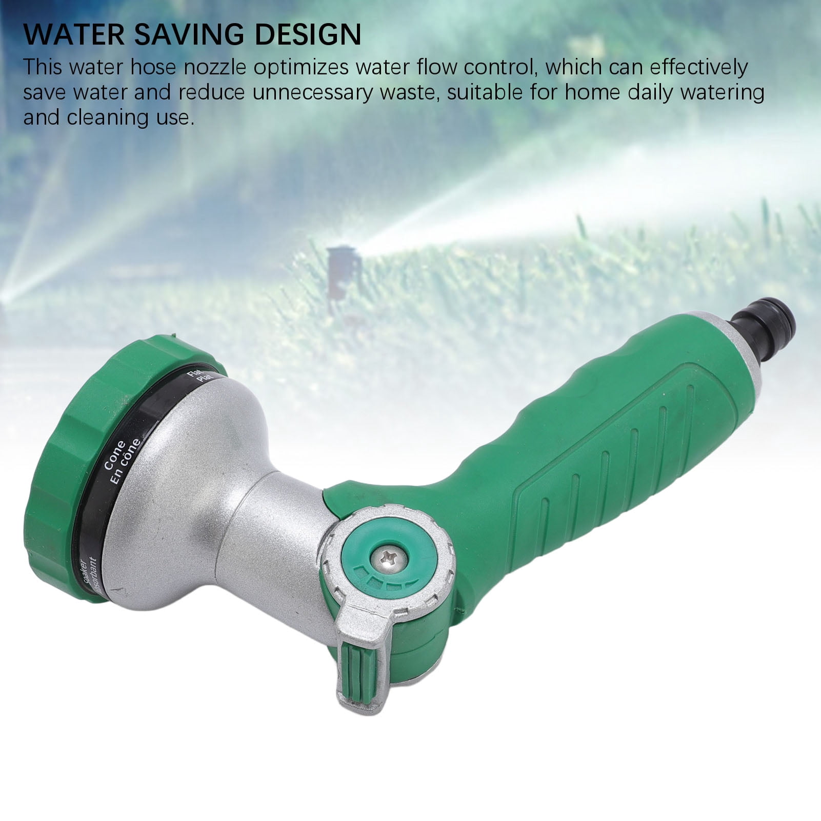 BOKYAN Garden Hose Nozzle, 6-Pattern Slip Resistant Ergonomic Grip High Pressure Water Sprayer (8.27 in / 21 cm) for Washing Cars, Watering Flowers, and Patio Cleaning