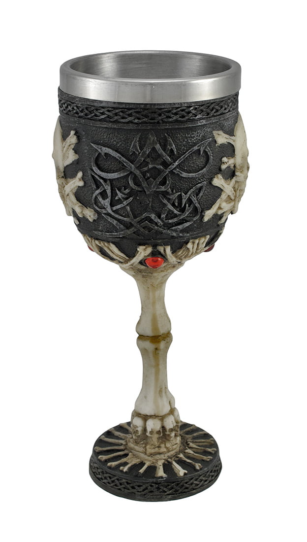 NEW Ossuary Style Bone Skull Gothic Wine Goblet Stainless Steel Liner SK31