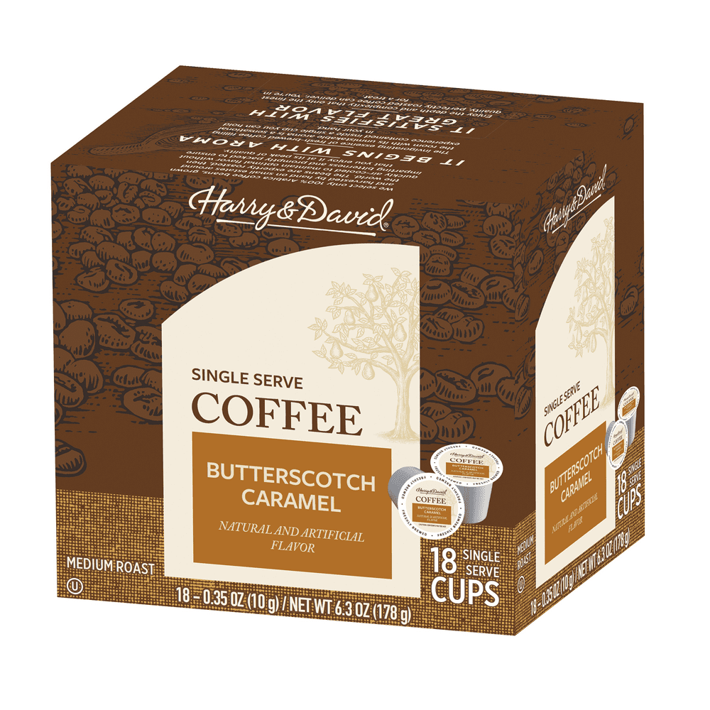 Harry & David Kosher Butterscotch Caramel Medium Roast, Coffee Pods, 18