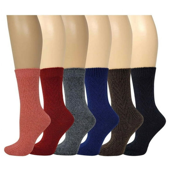 Sumona 6 Pairs Cable Knit Winter Assorted Color Boot Socks 9-11