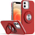 thumbnail image 2 of For Apple iPhone 16 Pro (6.3") Case, Metal Matte Hybrid with Invisible Rotational Ring Stand, Car Mount Friendly, Military Grade Slim Fit Sturdy Phone Cover (Red), 2 of 11