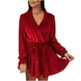 thumbnail image 1 of DPTALR Robe Élégante à Manches Longues et Ceinture pour Femmes, 1 of 9