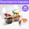 thumbnail image 3 of 50Pack 2 Compartment Cupcake Containers,Stackable Cupcake Boxes,2 Cavity Clear Cupcake Holder,Deep Dome Cupcake Carrier with Lid for Cupcakes Muffins Pies,BPA-Free, 3 of 7