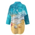 thumbnail image 5 of Xoenoiee Beach Starfish Seashell Print Women's Swimsuit Beach Cover Ups Shirt V-Neck Button Down Bathing Suit Coverup Bikini Swimwear for Beach Vacation Pool, 3XL, 5 of 7