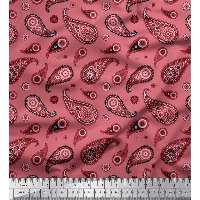 Soimoi Polyester Crepe Fabric Floral & Paisley Print Fabric by The Yard 52 Inch Wide