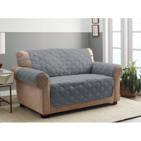 Innovative Textile Solutions 1-piece Hampton Diamond Secure Fit Loveseat Furniture Cover  Stone