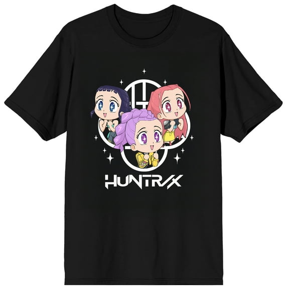 KPop Demon Hunters Huntrix Excited Kawaii on Black Short Sleeve Adult T Shirt - 6XL