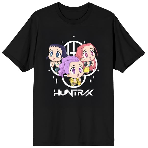 Chasseurs de Démons K-pop Huntrix Excité Kawaii sur Noir T-Shirt à Manches Courtes pour Adulte - Moyen