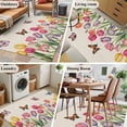 thumbnail image 6 of Area Rug 48×72in, Spring Tulips Butterfly Floor Carpet Living Room Rug, Rustic Pastoral Plant Retro Linen Non-Slip Welcome Mat Indoor Rugs for Bedroom Dining Room, 6 of 9