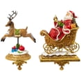 thumbnail image 5 of Northlight Santa and Reindeer Glittered Christmas Stocking Holders - 9.5” - Gold - Set of 2, 5 of 9