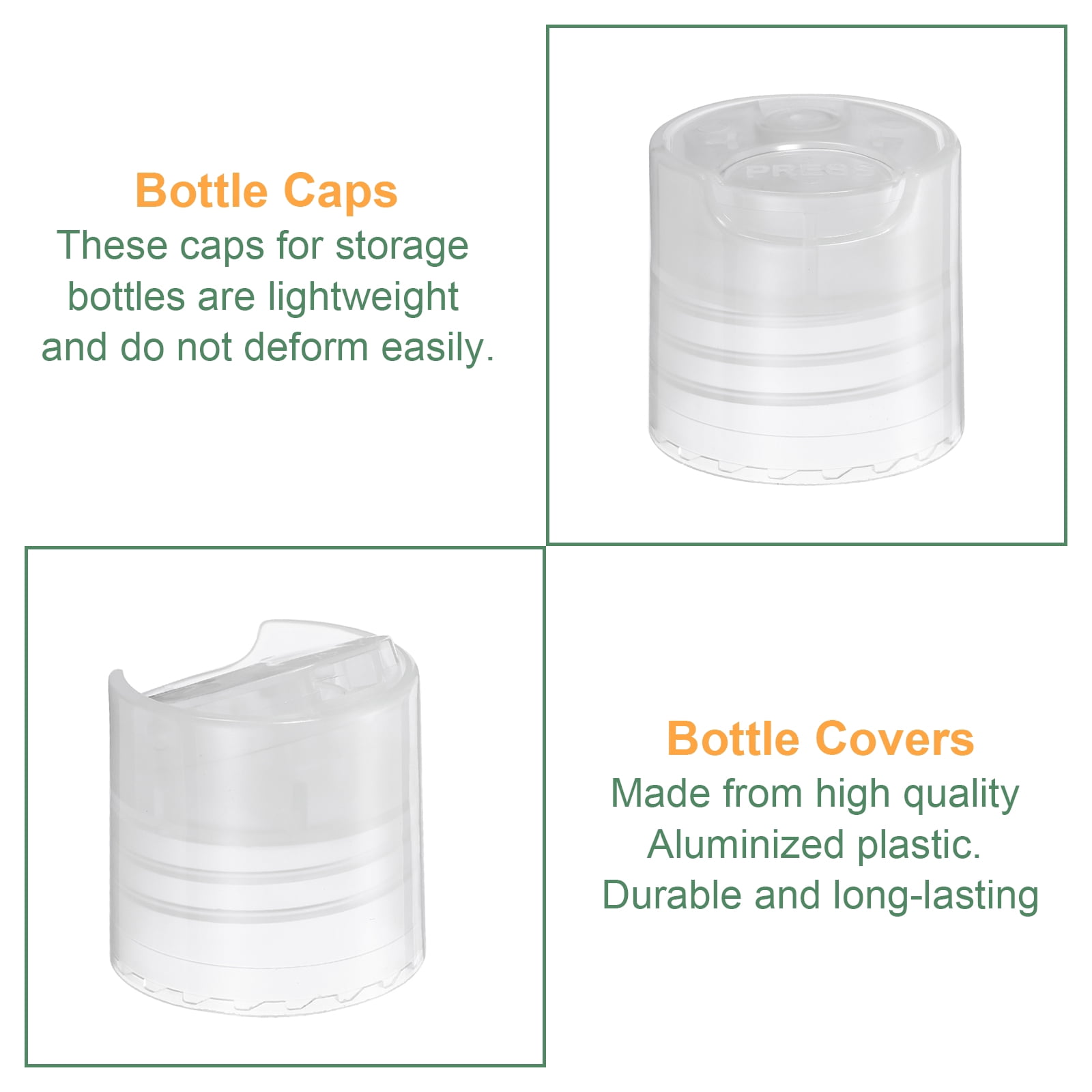 Unique Bargains Disc Top Caps Replacement Press Caps Lids for Squeeze Bottles 28/410 Clear