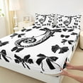 thumbnail image 3 of Feelyou Leopard Print Letter Twin Sheet Sets, Fashion Bowknot Monogrammed J Twin Fitted Sheet, Cool Girl Ribbon Flat Sheet, Luxury Bedroom Decor, 3-Piece, 3 of 7