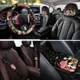 thumbnail image 4 of KUIFORTI Pink Mushroom Auto Seat Covers Set 14 Pcs with Auto Center Console Pad Steering Wheel Cover Seat Belt Pads Car Headrest Protectors Car Cup Coasters for Most Cars, 4 of 7