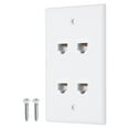 thumbnail image 1 of Cat 6 Ethernet Wall Plate, 4 Port RJ45 Key-stone Jack Wall Plates, White, 1 of 6