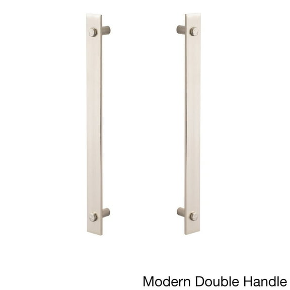 Sure-Loc Hardware, Inc. Barn Door Track System with Strap Roller 15 Modern Double Handle - Satin Nickel