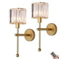thumbnail image 1 of Apliques de Pared de Cristal SADOVC 14cm Dorado con Batería y Control Remoto Set de 2, 1 of 9