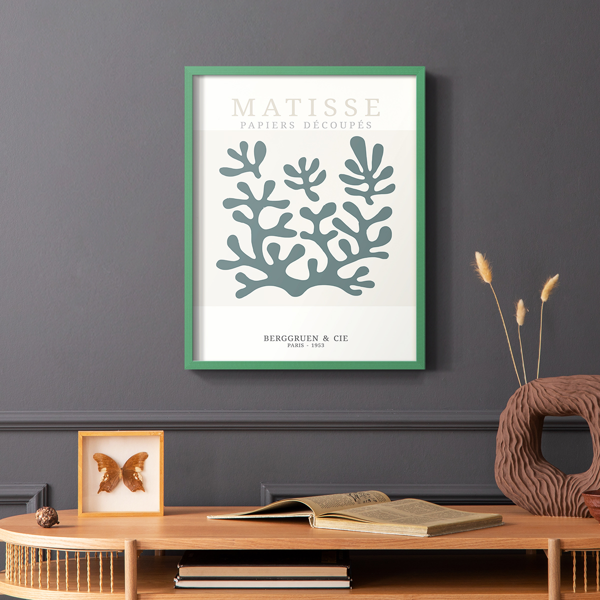 Matisse CDXXVII in Green Solid Wood Framed Print No Nail Hanging