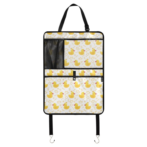 Yellow ducky seamless pattern Car Seat Back Kick Protectors,186 Pack Kick Mats with Storage Pockets for Vehicles to Protect from Dirt, Mud & Scratches