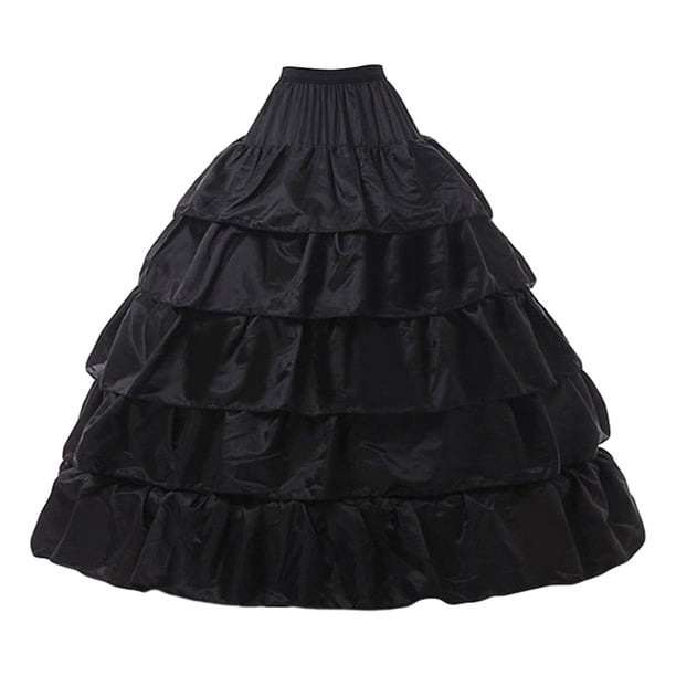 Enagua De Boda Con Cintura Elástica, Enaguas Para Fiesta, Color Negro, 4 Aros Sunnimix Enaguas Crinolina