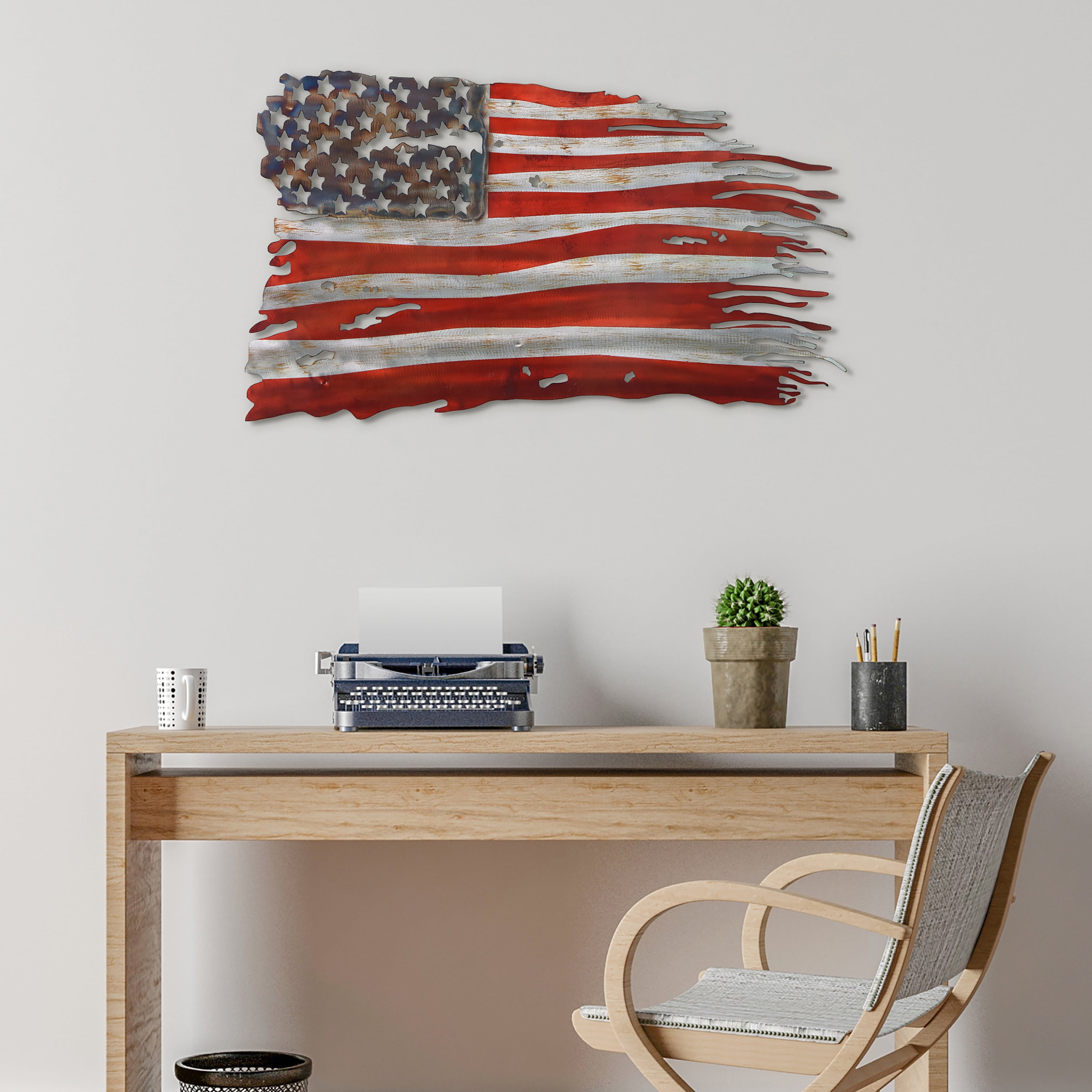 Empire Art Direct ADM-5009-1831-R Free & Brave Hand Painted Etched Metal Wall Sculpture