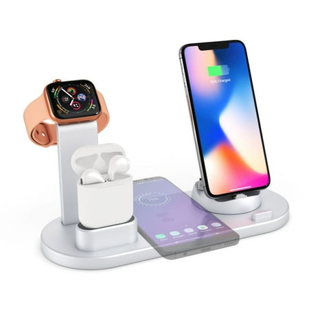 4 in 1 Wireless Charger, Wireless Charging Stand for Apple Watch and Airpod, Charging Station for Multiple Devices, Fast Charging Dock for iPhone Samsung