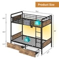 thumbnail image 2 of Hijob Twin over Twin Size Bunk Bed (Convertible into 2 Seperate Beds) with 2 Storage Drawers and USB Charging Station, Metal ,Vintage Brown, 2 of 12