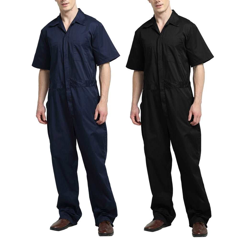 Toptie TOPTIE Pack of 2 Men's Lightweight ShortSleeve Work Coverall with Elastic WaistBlack