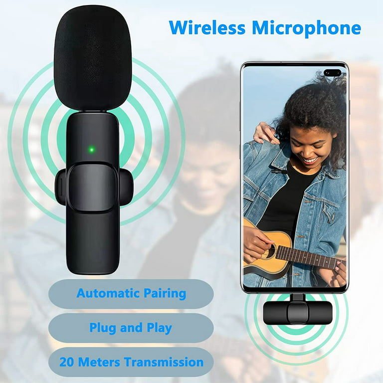 Telele Wireless Lavalier Microphone for iPhone iPad, Broadcast Lapel Short  Video Recording