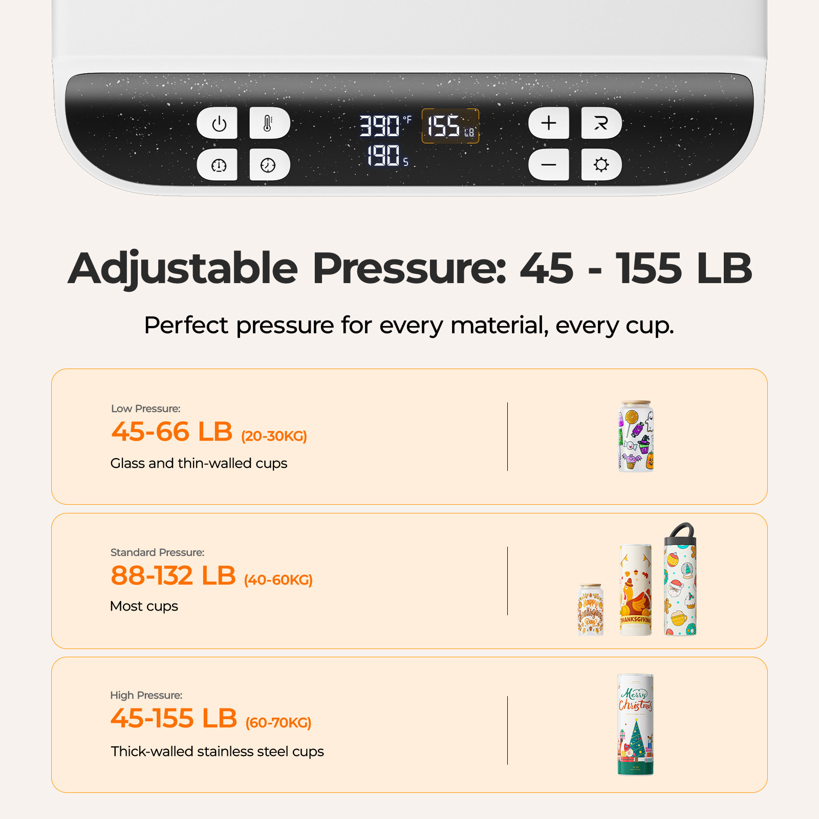 HTVRONT Auto Tumbler Heat Press - Update A200 Tumbler Heat Press Machine, Adjustable Pressure & Switchable Heat Plate Attachment, 4 Memory Modes for 15 OZ, 16 OZ, 20 OZ, 30 OZ Tumblers & Glasses