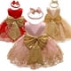 thumbnail image 3 of Vestido de princesa popular con lazo de lentejuelas y encaje bordado a juego de colores, vestido de niña de malla, 3 of 5