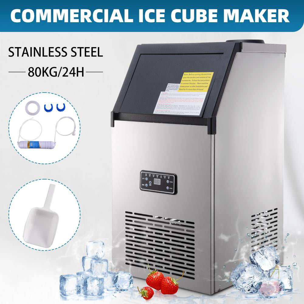 132lbs Built-in Commercial Ice Maker Stainless Steel Restaurant Ice Cube Machine 