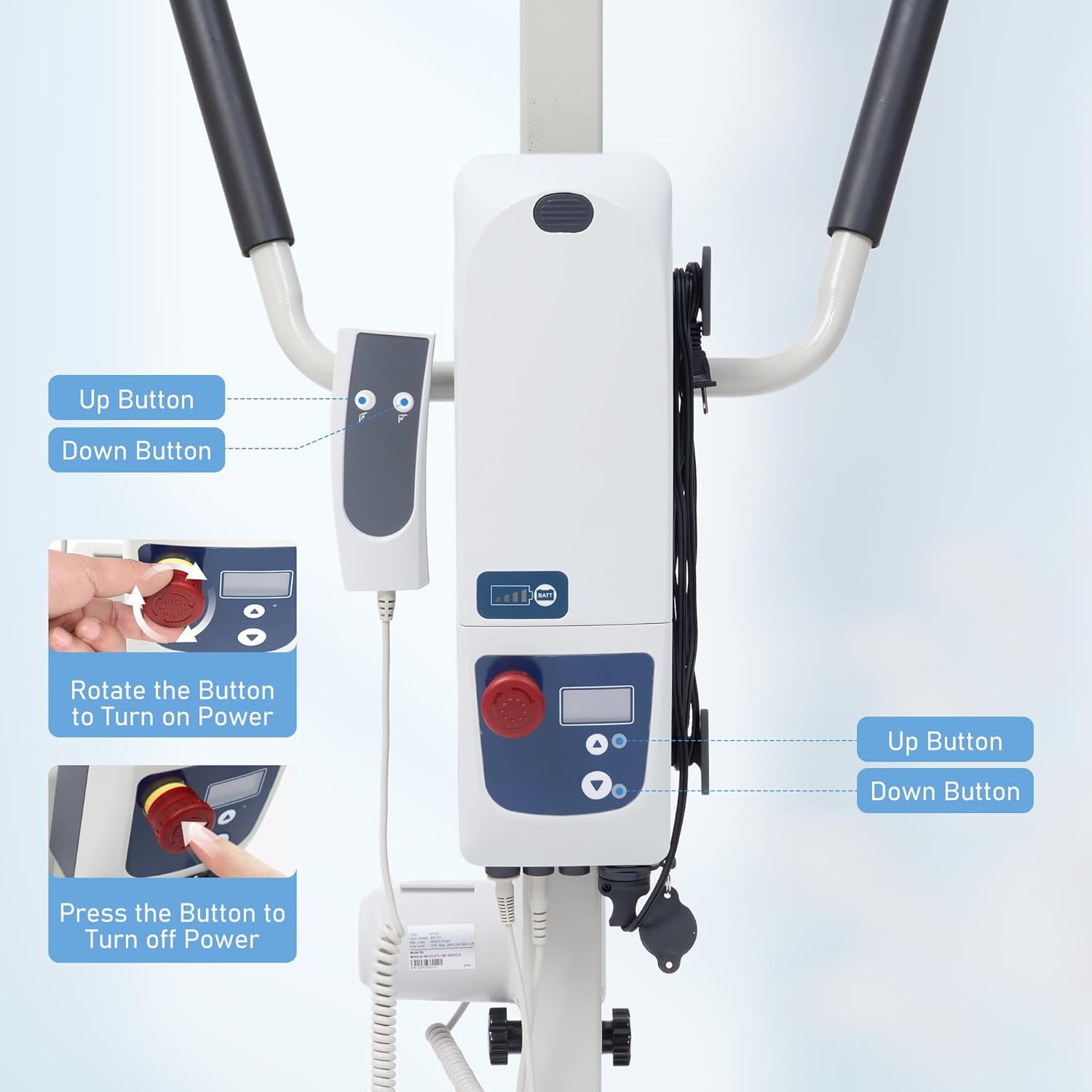 Electric Patient Lift w/Medical Body Transfer Lift with Sling, Assist for Elderly,Home & Hospital Use,510lb Weight Capacity,White