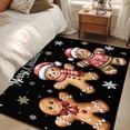 thumbnail image 4 of Gingerbread Black Area Rugs 4'x6', Washable Small Throw Rugs for Office Bathroom, Christmas Winter Snowflake Indoor Outdoor Rug Non-Slip Low Pile Carpet Runner Reversible Floor Mats, 4 of 8