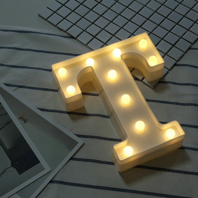Fridja Alphabet LED Letter Lights Light Up White Plastic Letters Standing Hanging T
