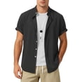 thumbnail image 2 of Bxsruta Men's Summer Casual Short Sleeve Button Front Shirt Lightweight Breathable Polyester Spandex, 2 of 7