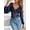 Dark Blue, variant on New European and American Style Women's Burgundy Floral Lace Long Puff Sleeve Corset Bodysuit Deep V Neck Sheer Mesh Fitted Shapewear Top
