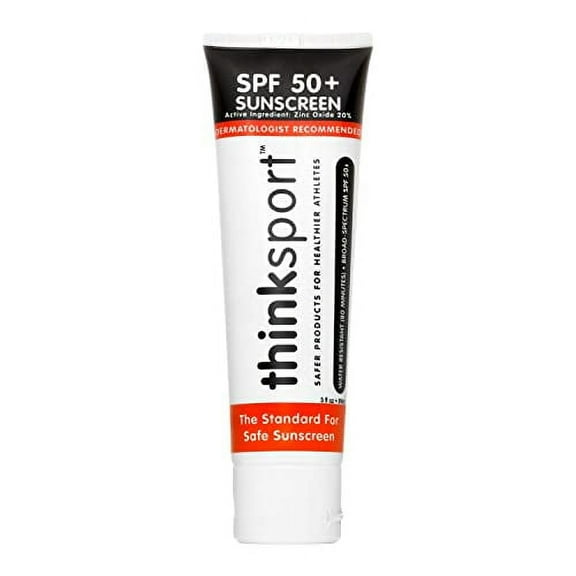 Thinksport SPF 50  Mineral Sunscreen â€“ Safe, Natural Sunblock for Sports & Active Use - Water Resistant Sun Cream â€“UVA/UVB Sun Protection â€“ Vegan, Reef Friendly Sun Lotion, 3oz
