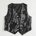 thumbnail image 5 of D-GROEE Kids Unisex Glittery Sequined Shirt Vest Jacket Shiny Waistcoat for Prom Dance Stage Performance, 5 of 7