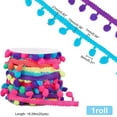 thumbnail image 4 of 20 Yards Pom Poms Fringe Ball Trim 10mm Ball Fringe Ribbon Rainbow Color Pom Poms Tassel Trim Pom Fringe Tassel Lace, 4 of 7